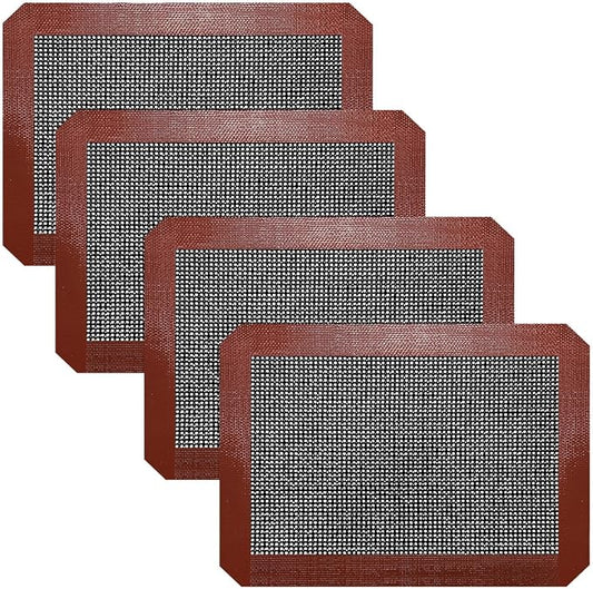 Small Silicone Baking Mats, Set of 4, 11-4/5x8-1/4 Inch Quarter Sheet Size, Non Stick, BPA Free, 1/4 Baking Sheet Pan Liner for Cookies, Macaron, Bread, Pastry, Toaster (Perforated)