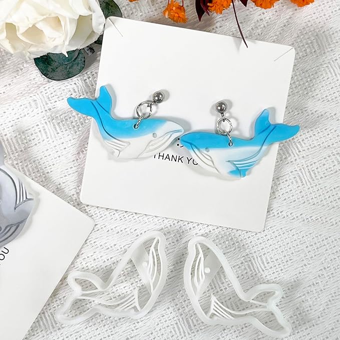 Xaekicr Whale Polymer Clay Cutters for Earrings – Ocean Animal Clay Cutters, DIY Polymer Clay Molds for Jewelry Making, Clay Tools Set for Handmade Crafts