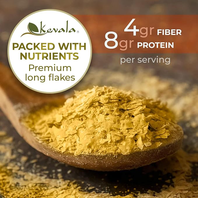 Kevala Nutritional Yeast Large Flake - 2 lb, Fortified with Vitamin B | Vegan Parmesan Cheese Substitute, Gluten Free Seasoning for Salads and Snacks, Source of Vegan Protein, Popcorn Seasoning