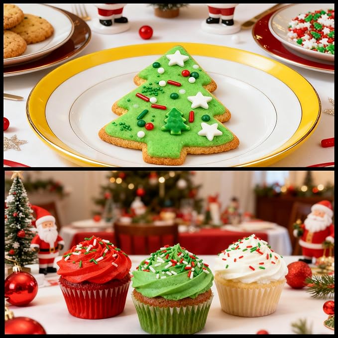 Suggozo Christmas Sprinkles, Edible Sprinkles for Cake Decorating, Christmas Cookies, Cupcakes, Cakes & Holiday Desserts, 110g/3.88oz