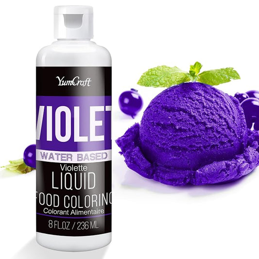 Food Coloring Liquid - Vibrant Color Food Coloring for Cake Decorating, Baking, Easter Egg, Icing - Tasteless Food Color Dye for Fondant, Cooking, Airbrush (Violet, 8 Fl.oz)