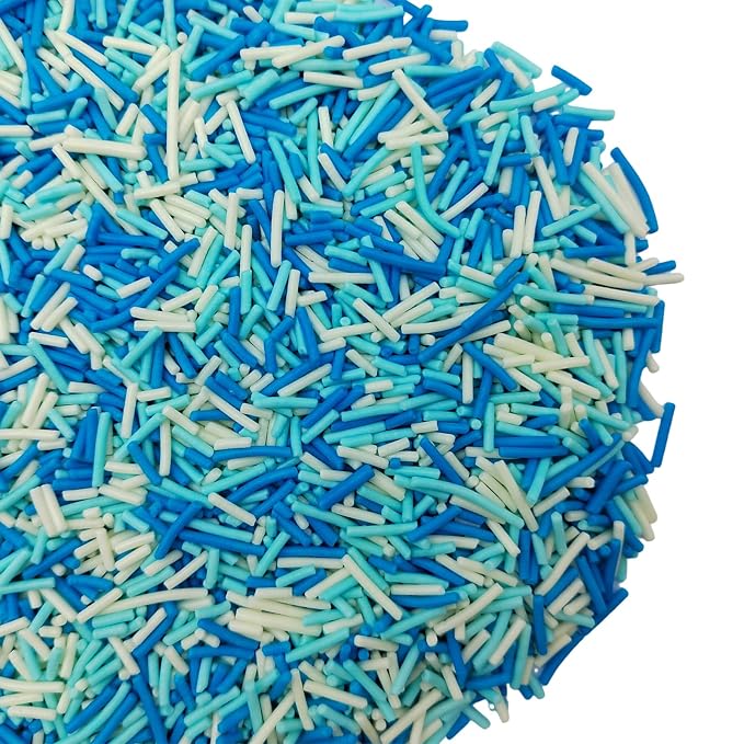 Jimmies Sprinkles, Edible Jimmy Sprinkles, Blue White Crunchy Jimmies Mix for Cake Decorating, Edible Cookie Cupcake Decorations for Frozen Winter Baking and Holiday Party Treats