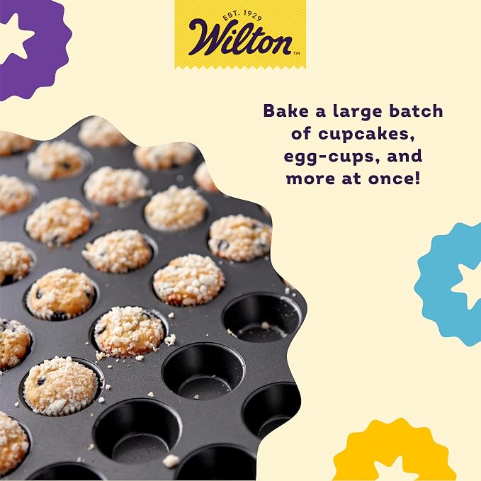 Wilton Perfect Results Non-Stick Mega Mini Muffin Pan, 48-Cup Cupcake Pan, Steel