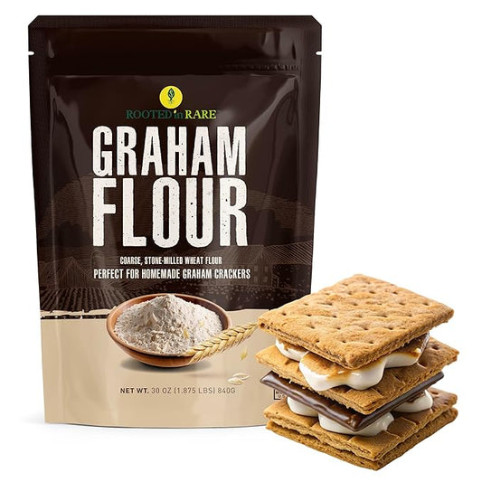 Graham Flour For Baking - 30 Ounce Bag - Product of USA - Stone Ground Whole Wheat Flour - Great for Homemade Graham Crackers or as Whole Wheat Bread