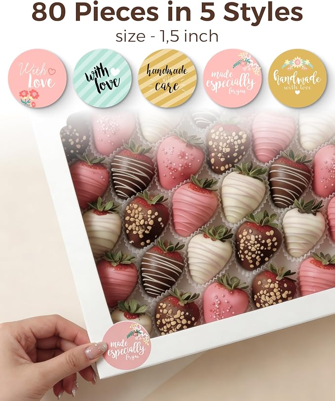 20pcs Cookie Boxes with Window 14x10x2.5 inch, Large Bakery Boxes, Auto-Popup Treat Box for Desserts, Chocolate Covered Strawberries, Breakable Heart, Pastries, Cajas Para Postres with 80 Stickers