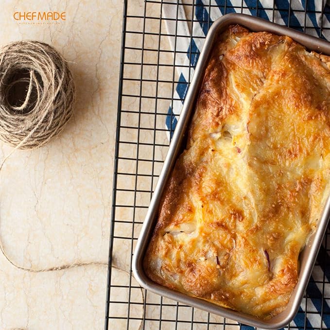 CHEFMADE 2LB Rectangle Loaf Pan, Non-Stick Oblong Bread and Meat Bakeware for Oven Baking (Champagne Gold)