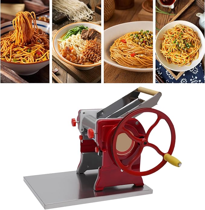 Commercial Manual Dough Roller Sheeter, Noodle Pasta Dumpling Maker Machine W/0.12in Cutterhead,Noodle Thickness 0.5-5mm For Commercial Home Use.