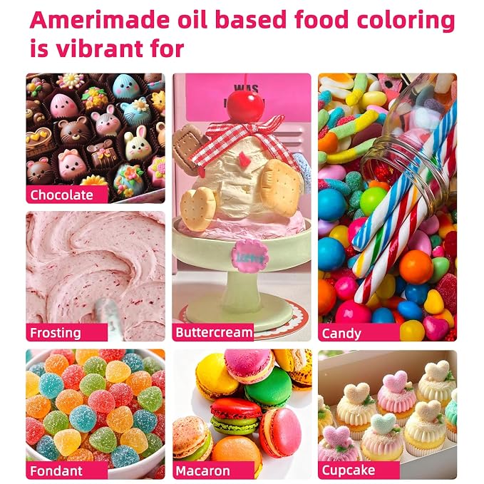 Amerimade Oil Based Food Coloring, 20ml Large Capacity Vibrant Food Coloring for Chocolate, Flavorless Food Dye for Baking, Fondant, Frosting & Cake Decorating (0.68 fl.oz)