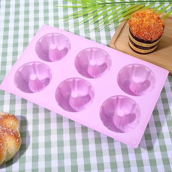 3 Pack Purple Mini Cake Pans for Baking, Silicone Small Cake Pan Mold Moldes Para Gelatinas, 6 Cavity Nonstick Mini Cheesecake Pans, Jello Molds Silicone Donut Pan for Baking Cupcakes Chocolate