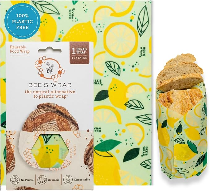 Bee's Wrap - Limited Edition - Beeswax Wraps for Bread - Beeswax Bread Wrap for Sourdough & Bread Storage - Plastic Free Made in USA Reusable Natural Food Wrap - Fresh Squeeze Print