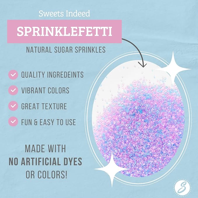 Sweets Indeed Dye Free Pastel Sugar Mix, Dye Free, Edible Sugar Mix, Perfect for Cake Decorations, Baking, Ice Cream, Cookies, Cupcake Topper 3.35 ounces (Dye Free Pastel Sugar)