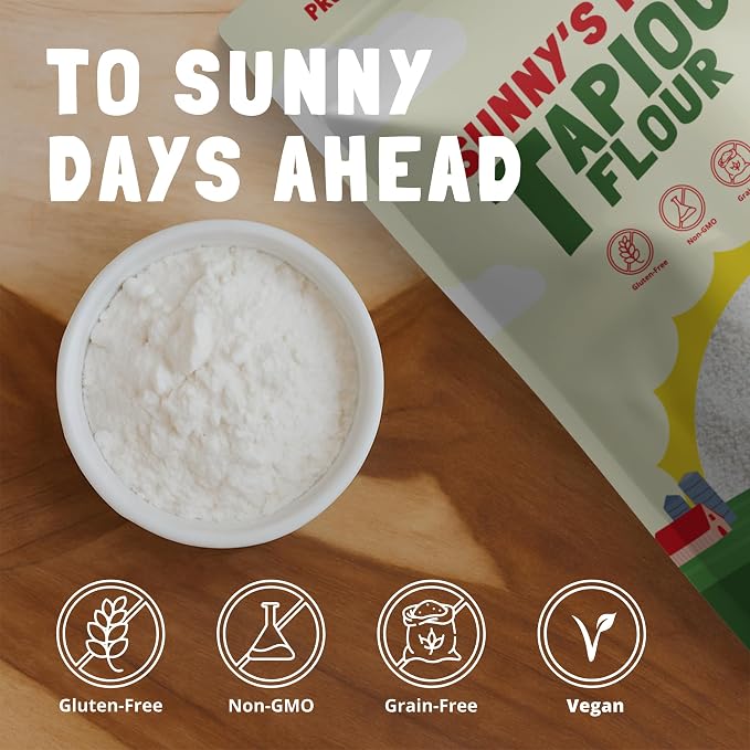 Sunny's Farm Tapioca Flour – Gluten Free Bread Flour, Versatile Baking Flour & Tapioca Starch for Cooking, Baking & Thickening – 16oz (Pack of 4)