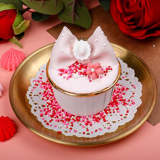 Valentine Nonpareils Sprinkles - 2mm Red Pink White Mini Edible Pearls, White Pink Sprinkles for Cake Decorating, Cupcake, Cookie, Baking, Donuts, Ice Cream Toppings 130g/4.58oz