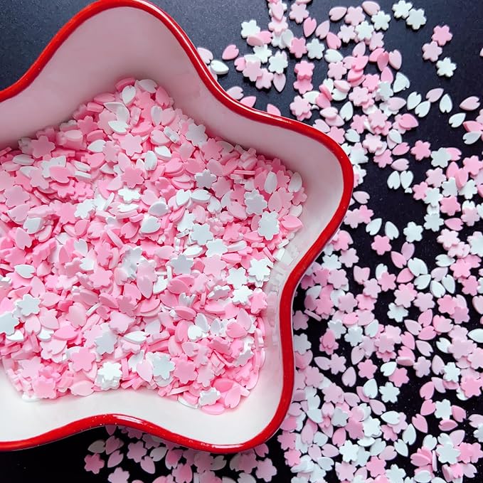 EHOPE 100G Fake Sprinkles Polymer Sprinkles Faux Sprinkles Resin Sprinkles Clay Sprinkles For Resin Fake Candy Sprinkles for Nail Art DIY Crafts Cake Phone Case (100G Pink cherry blossom)