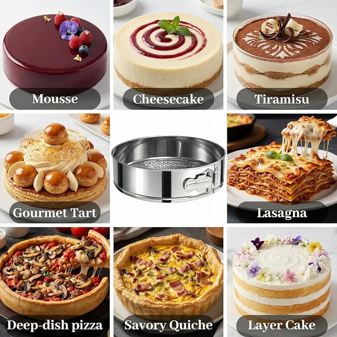 Non-stick Springform Pan with Removable Bottom, Leakproof Round Cheesecake Pan, Heavy Duty Bakeware Cake Mold for Baking, Oven Safe (7")