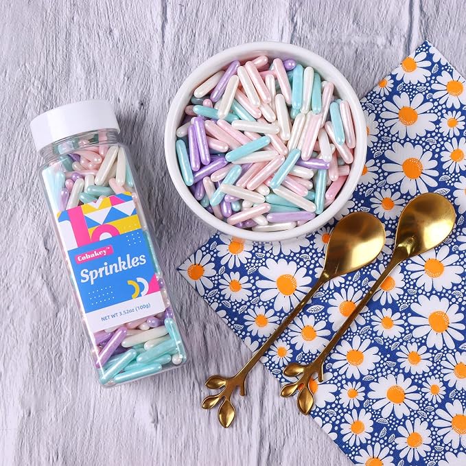 Sprinkles for Cake Decorating 4.2 Ounce Edible Sugar Rods Sprinkles for Cookie Decorating, Cupcake Topper, Ice Cream, Candy, Chocolate, Parties (Pink, Blue, Purple)