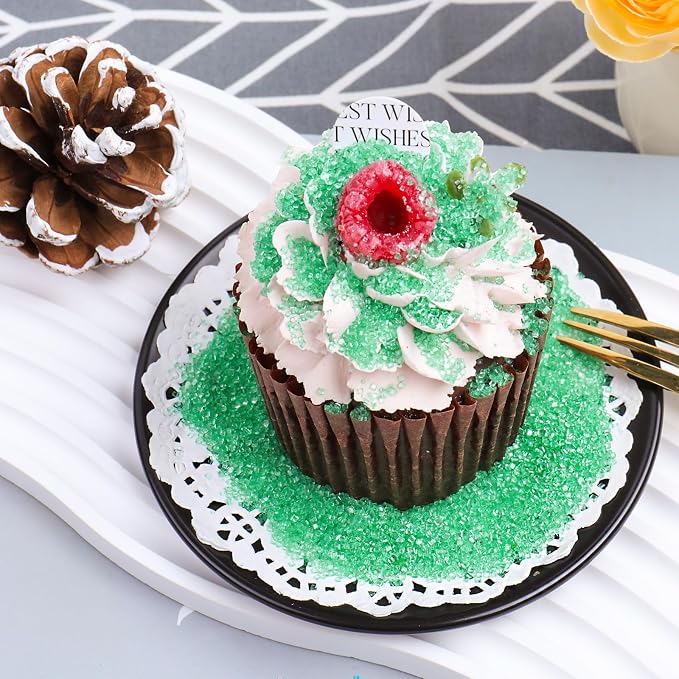 Green Sprinkles Sanding Sugar for Baking, 6.35oz/180g Edible Sparkling Sugar Crystals for Cakes Cupcakes Cookies Ice Cream