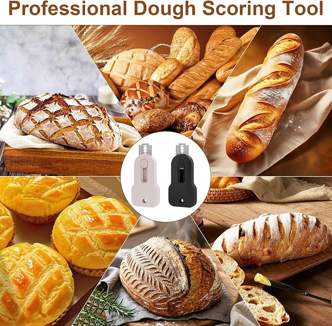 2 Pack Bread Lame Dough Scoring Tool Set, Professional Sourdough Scoring Tool & Bread Scorer with 10 Razor Blades, Finger Protectors Bread Razor for Artisan Baking Black/Pink