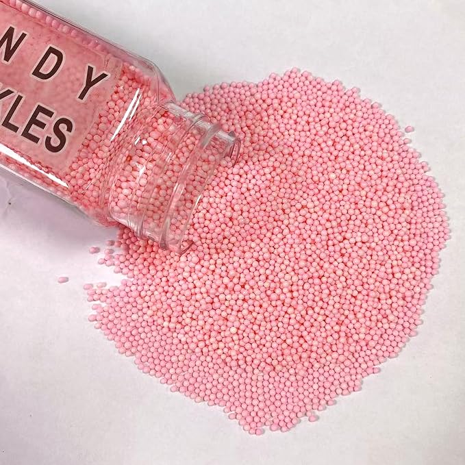 PhilaeEC Light Pink Nonpareils Sprinkle 2mm Mini Peals Sprinkle Edible for Cake Decoration Cupcake Topper Cookie Baking Decorations Halloween Christmas Valentine Supplies