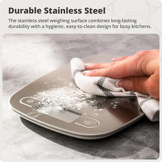 Greater Goods Food Scale – Digital Kitchen Scale, 1g Precision, Easy-Tare & Quick Conversion, Slim Compact Design, Durable & Portable | Ideal for Cooking, Baking & Meal Prep (Stainless Steel)