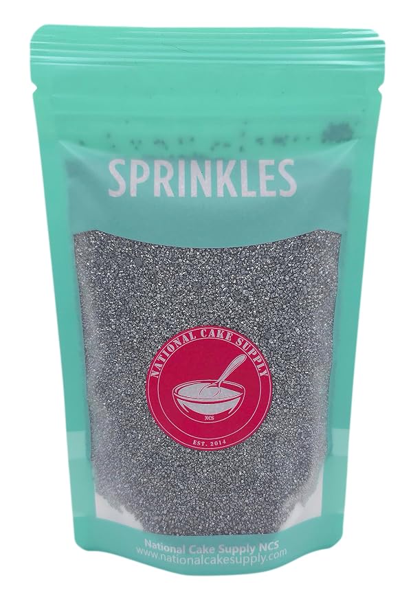 NCS Metallic Silver Coarse Sanding Sugar, Sparkling Decorating Sugar for Baking & Drink Rims, 7 oz