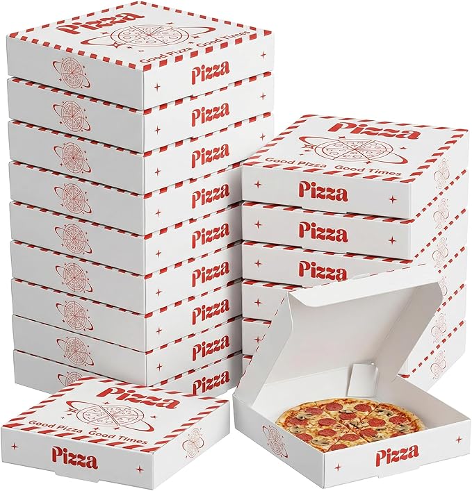 50 Pack Square Mini Pizza Boxes, 3.54 x 3.54 x 0.79 Inches | Planet Pattern Cardboard Food Containers, Space Themed Gift Box, Disposable Party Favor Box for Birthday Holiday