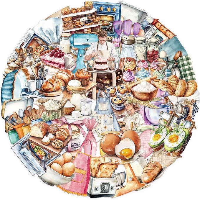 50Pcs Funny Baking Stickers,Realistic Transparent Bakery PET Stickers,Cute Waterproof Sticker for Laptop,Stationery,Luggage Scrapbooking,Water Bottles,Phone Case,Bakery Themed Party Decorations