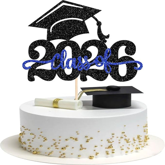 1 Pack Class of 2025 Cake Topper Glitter Congrats Grad Cap 2025 Graduation Cake Pick for 2025 Graduation Theme High School Boys Girls Graduate Party Cake Decorations Supplies Black Green
