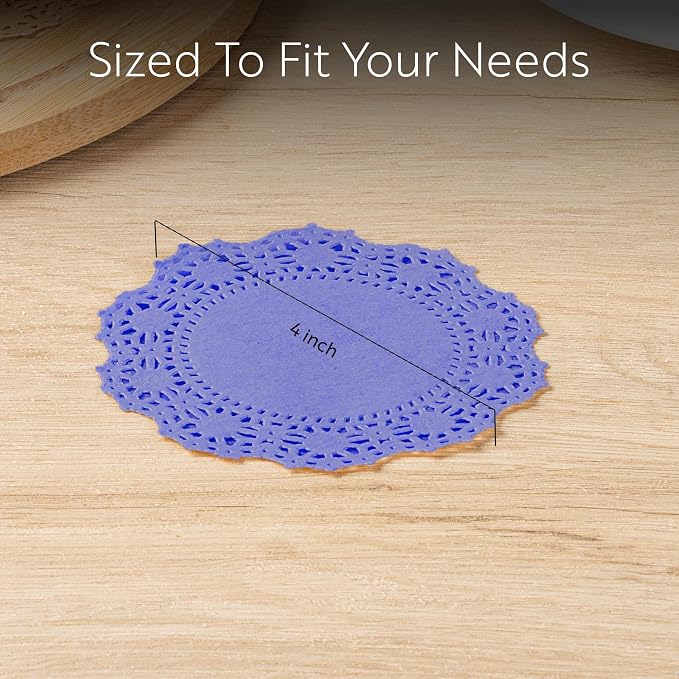 Restaurantware Lace Paper Doilies 4000 Count 4-Inch Round Decorative Dessert Tray Liners Elegant Absorbent Blue