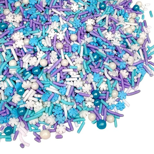 Manvscakes Sprinkles- Edible Cake and Cupcake Sprinkles with Assorted Shapes and Sizes for Parties, Metallic Sprinkle Mix for Cookies, Ice Cream, Cake and Cupcake Decorating, 4 oz (Snowflakes)