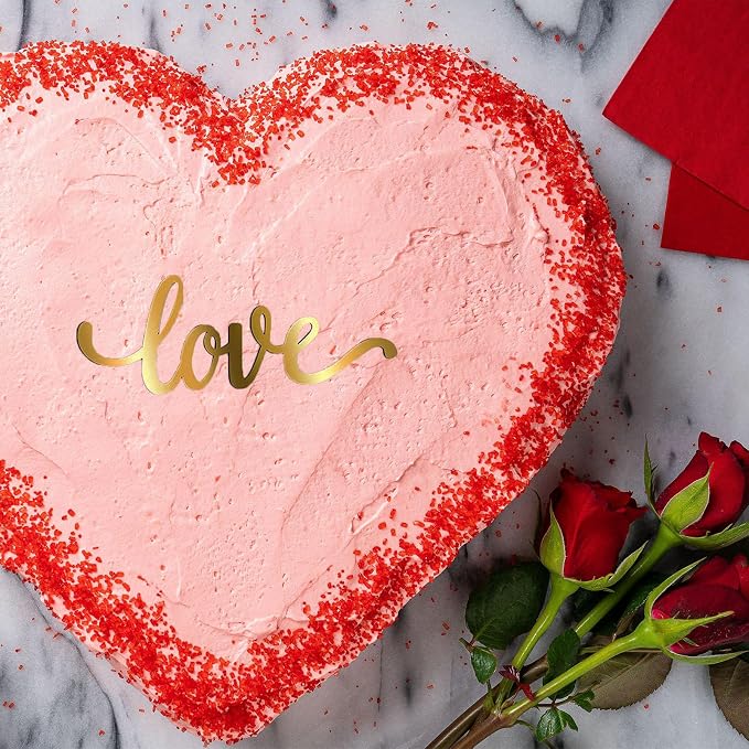 12 Pcs Acrylic Love Heart Cake Topper, Gold Heart Cake Toppers, Valentine's Day Cake Decoration, Wedding Cake Toppers, Anniversary Engagement Birthday Party Supplies