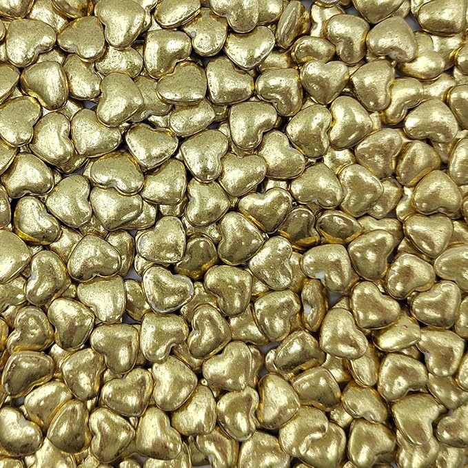 Gold Heart Sprinkles, Edible Heart Cake Decorating, Baking Cake Decorations Cupcake Toppers Cookie Decorating, Wedding Party Chirstmas Supplies