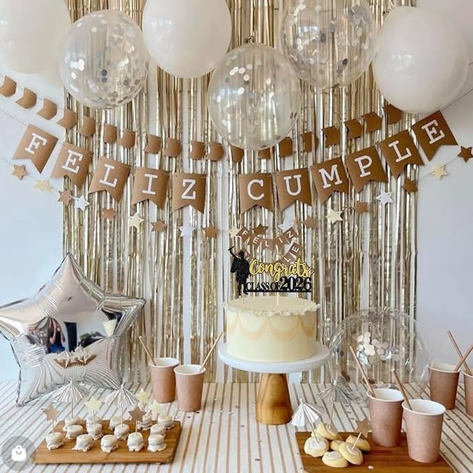 1 Pack Congrats Class of 2026 Cake Toppers Glitter Graduation Boy Cake Picks 2026 Graduation Cake Decorations for Theme High School Boys Graduate Cake Decorations Party Supplies Gold Black