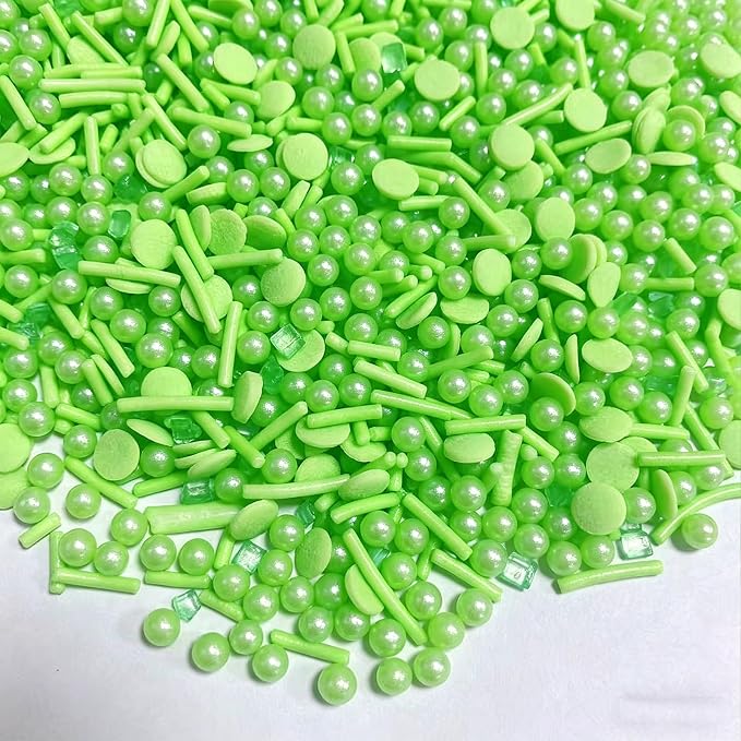 Sentovac Green Sprinkles Edible Green Round Confetti Jimmies Pearls for Cake Decorating Candy Cupcake Cookie Baking Ice Cream Dessert St Patricks Halloween Christmas Holiday Decorations