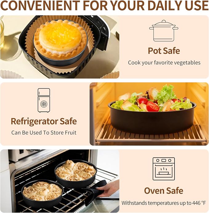P&P CHEF 7 Inch Cake Pan Set of 3, Non-Stick Round Cake Pans Tins for Tier Smash Cakes, Baking Pans Set & Essential Bakeware, Stainless Steel Core & Leak-Proof