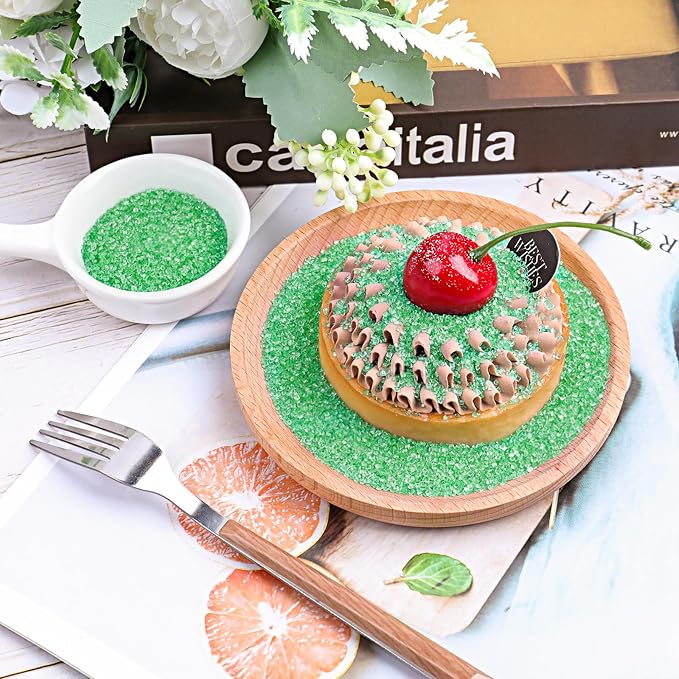Green Sprinkles Sanding Sugar for Baking, 6.35oz/180g Edible Sparkling Sugar Crystals for Cakes Cupcakes Cookies Ice Cream