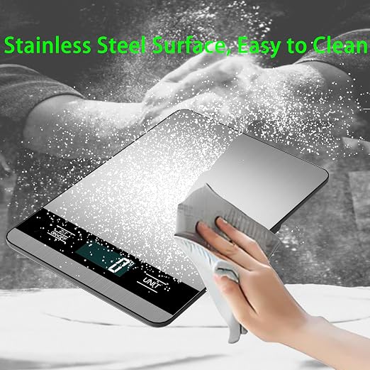 Digital Kitchen Scale, 33lb/15kg High Capacity Weight Grams and Ounces for Baking Cooking and Meal Prep, 1g/0.05oz Precise, 6 Units with Tare Function, USB Rechargeable (A Style)