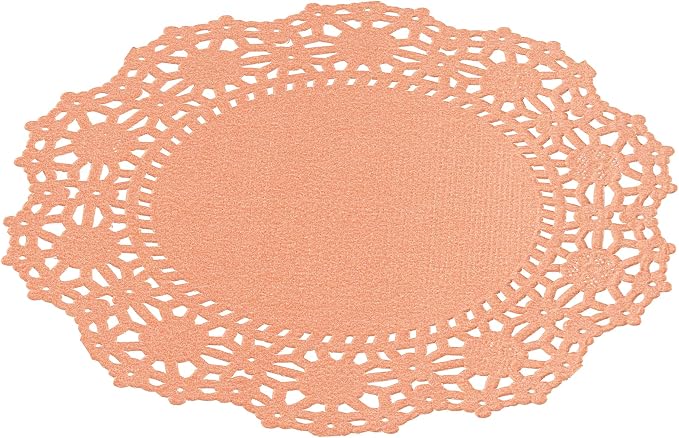 Pastry Tek 4 x 4 Inch Paper Lace Doilies, 4000 Disposable Table Doilies - Elegant Lace Finish, Long Lasting, Coral Paper Doily, for Pastries, Cupcakes, Desserts - Restaurantware