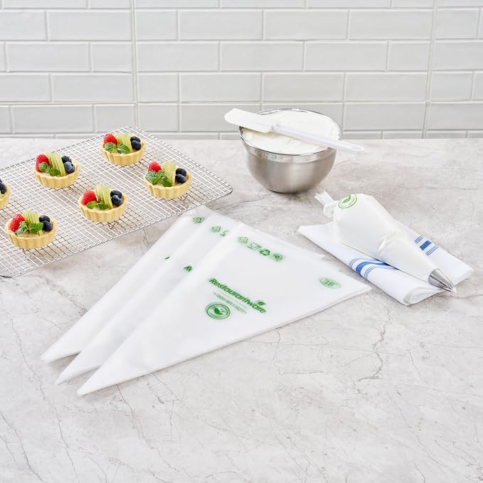 Restaurantware Pastry Tek 18 x 8.7 Inch Piping Bags 100 Disposable Pastry Bags - Sturdy No Slip Clear Plastic Baking Bags To Decorate Cakes For Parties Or Bakeries
