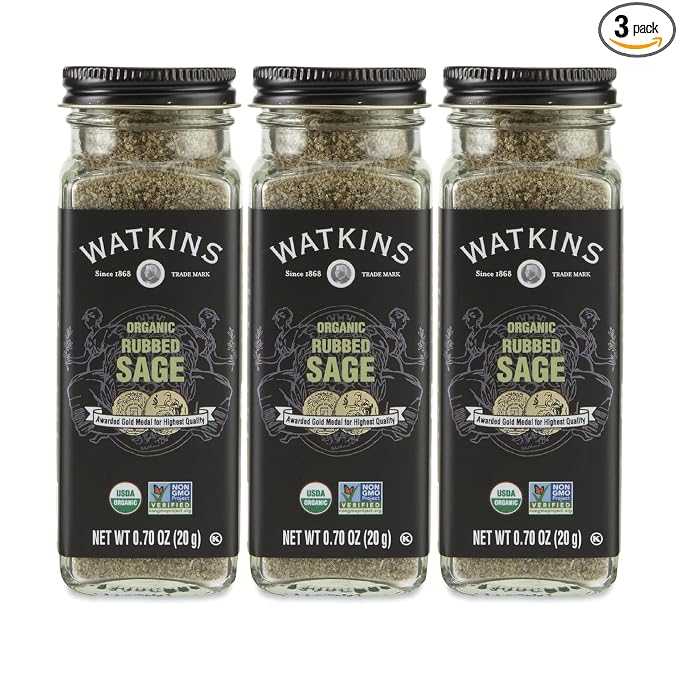 Watkins Gourmet Organic Spice Jar, Rubbed Sage, 0.7 Ounce Jar, 3 Count