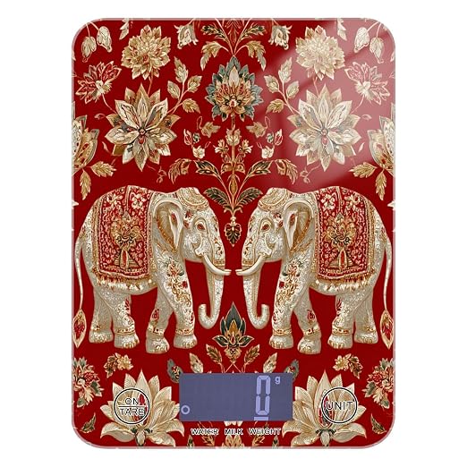Food Scale Kitchen Scale Food Weight Scales Digital Weight Grams and Ounces Small Electronic Food Scale for Baking Cooking Red Retro Elephant Flowers