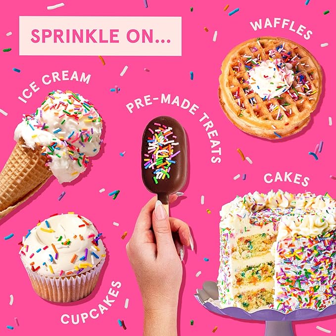 Fancy Sprinkles Classic Rainbow Crunchy Jimmies | Rainbow Sprinkles for Cake, Cupcake & Cookie Decorating | Funfetti & Ice Cream Topping | Birthday & Everyday | 1 Pack (0.5c)