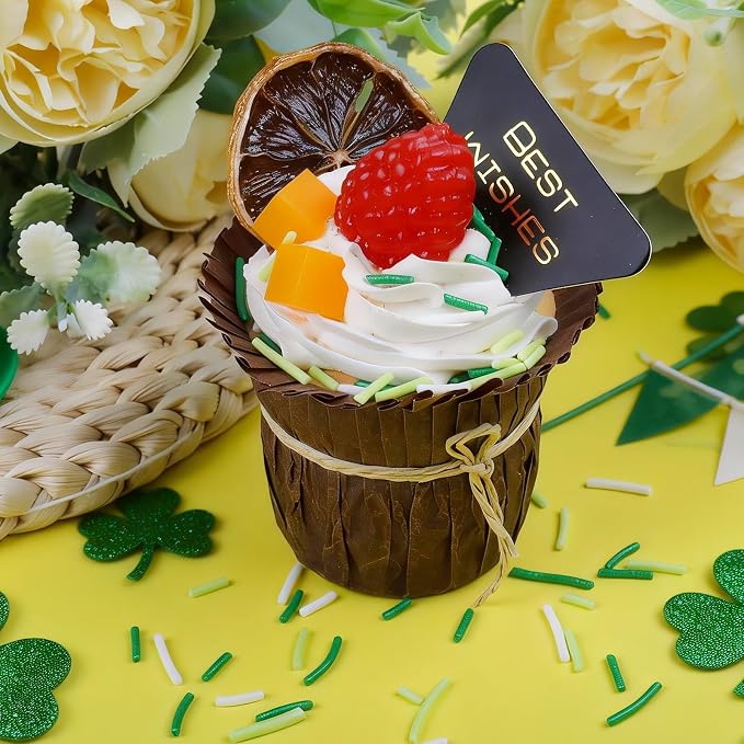 St Patrick's Day Sprinkles, Edible Green and White Jimmies Mix for Baking Topping, Cupcakes, Cookies, Ice Cream & Cake Decorating, Irish Party Christmas Festival Supplies
