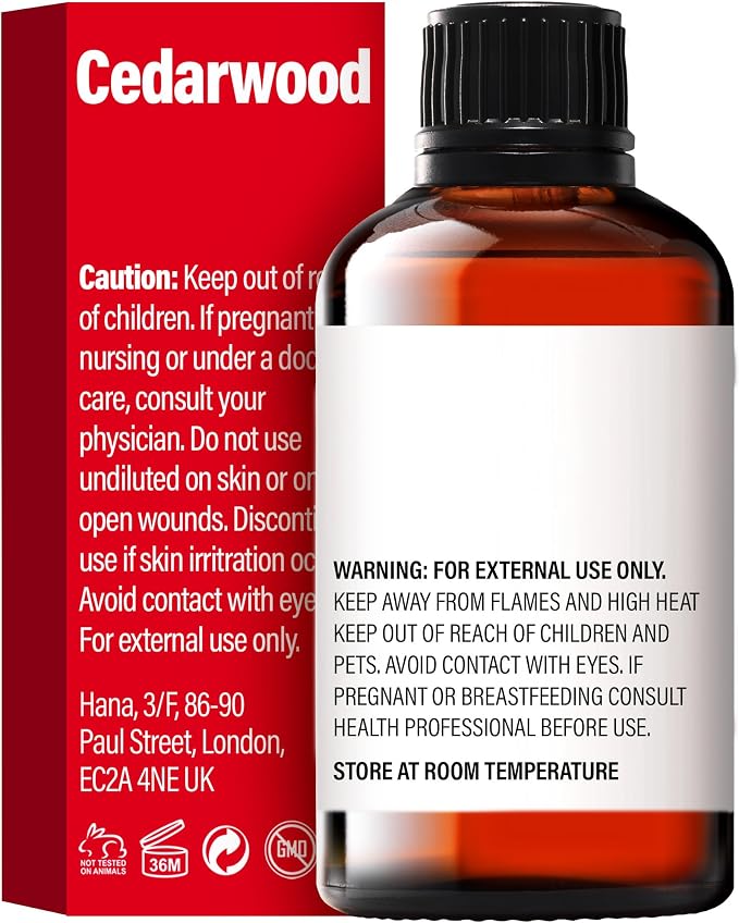 H'ana Cedarwood Oil - 1.02 Fl Oz Cedarwood Essential Oil for Hair, Skin, Diffuser, Aromatherapy & DIY