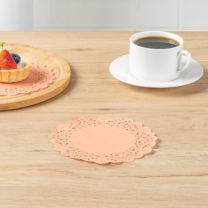 Restaurantware Paper Doilies 4000 Count 6 Inch Coral Lace Disposable Placemats for Catering Round Decorative Table Setting Doilies for Desserts