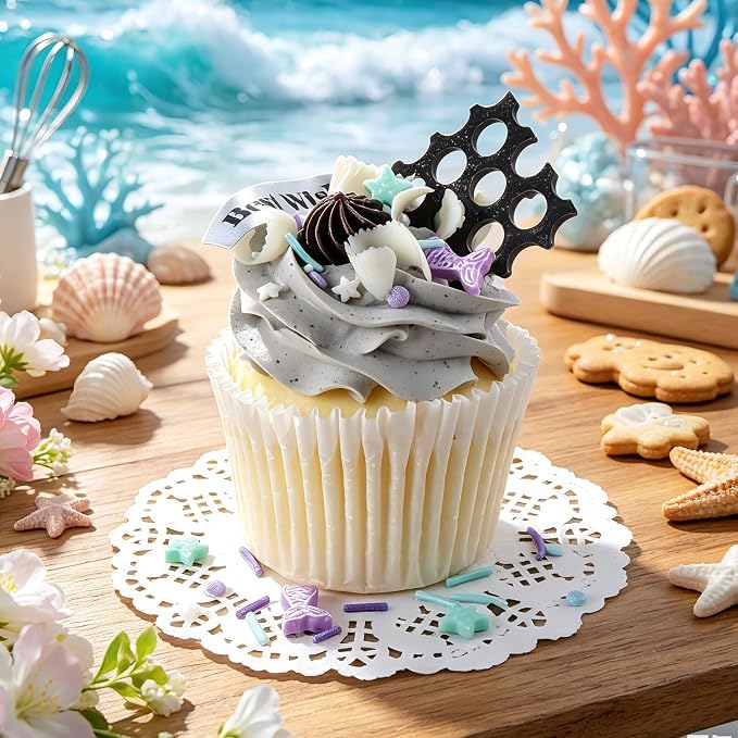 Pastel Mermaid Sprinkles, 4.6oz Edible Ocean Teal Purple Sprinkles Mixed Star Pearl Jimmies for Cakes Cupcakes Cookies Ice Cream