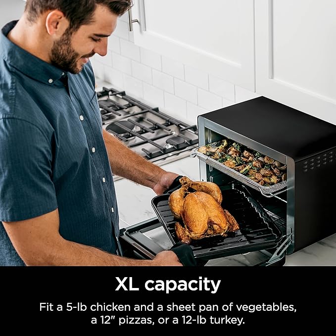 Ninja DT202BK Foodi 8-in-1 XL Pro Air Fry Oven, Large Countertop Convection Oven, Digital Toaster Oven, 1800 Watts, Black, 12 in. (Renewed)