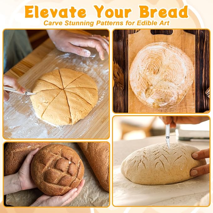 2 Pcs Premium Bread Lame, Sourdough Scoring Knife Kit with 10 Blades Dough Scorer Knife Stainless Steel Bread Lame Scoring Tool Kit for Breads Baking Artisan Sourdough Baking