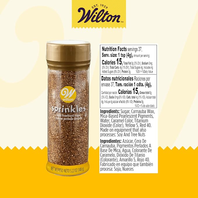 Wilton Pearlized Sugar Sprinkles for Cookie & Cake Decorating, 5.22 oz., Gold