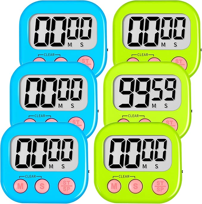 ZILLEEN Classroom Timer for Kids Teachers Digital Timers, Blue Green 6 Pack